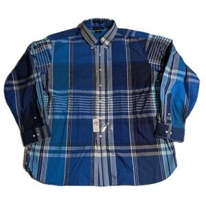 Paul Fredrick Blue Plaid Shirt XXL Classic Fit Button Down Collar NWT‎ Cotton
